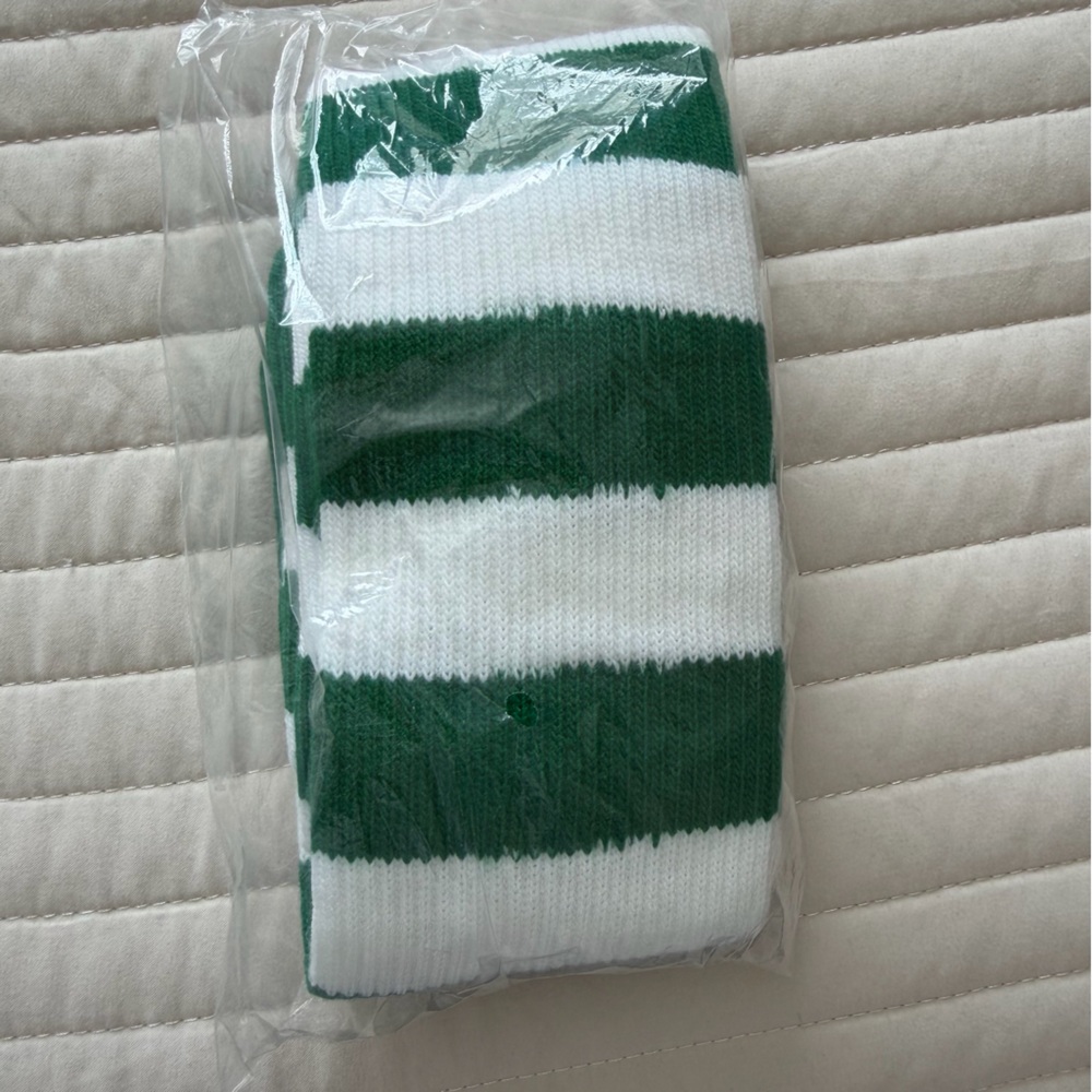 Green and White Striped Socks